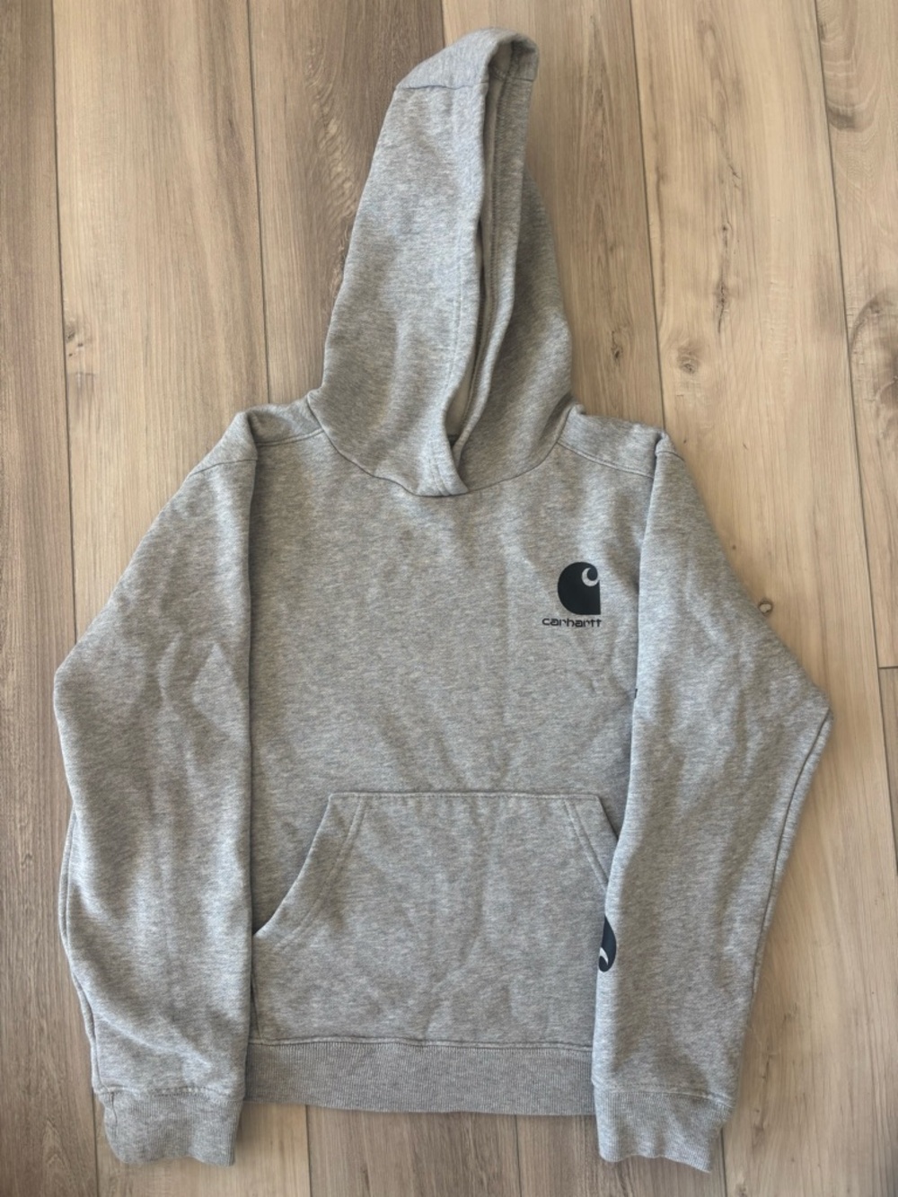 Carhartt Light Gray Pullover Hoodie with Chest Logo